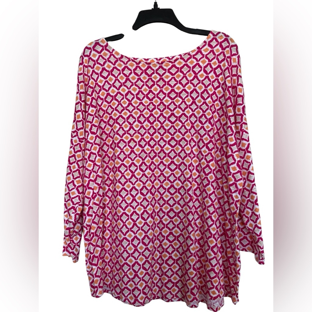 Chico’s Women’s Sz 4(XXL) 3/4 Sleeve Pima Cotton Tee Geometric Print
